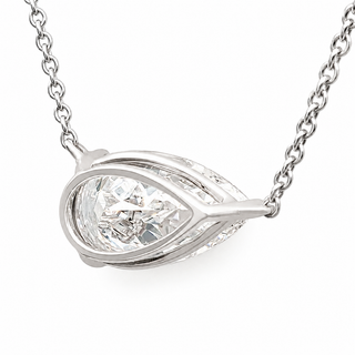 Pear Shape – Lab Grown Diamond – 14K/18K White Gold – Solitaire Necklace