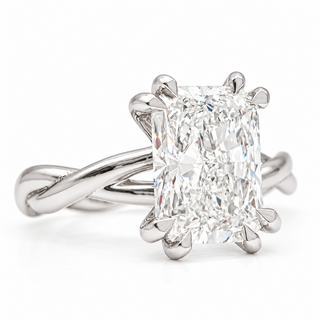 Radiant Cut Split Spiral Band Solitaire Ring – Lab Grown Diamond – 14K/18K Gold