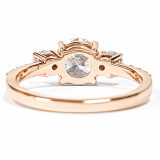 Round Brilliant Pavé Ring – Lab Grown Diamond – 14K/18K Rose Gold – 10 Side Stones