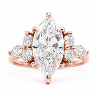Marquise Brilliant Pavé Ring – Lab Grown Diamond – 14K/18K Yellow Gold – 6 Side Stones