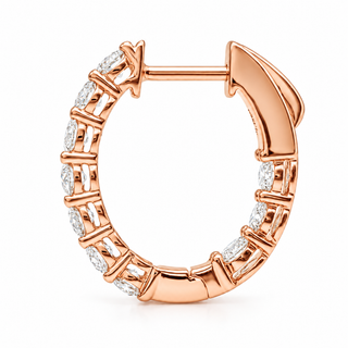 Round Brilliant Hoop Earrings – Lab Grown Diamonds – 14K/18K Gold - 15m"m