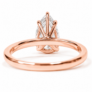 Pear Shape Pavé Ring with Hidden Halo – Lab Grown Diamond – 14K/18K Rose Gold – 32 Side Stones