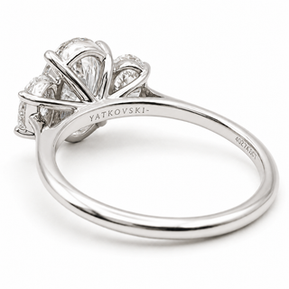 Oval Brilliant 3 Stone Ring – Lab Grown Diamond – 14K/18K White Gold – 2 Side Stones