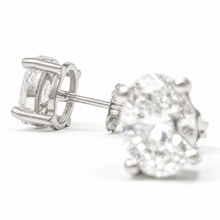 Oval Brilliant Earrings – Lab Grown Diamonds – 14K/18K White Gold – Stud Earrings