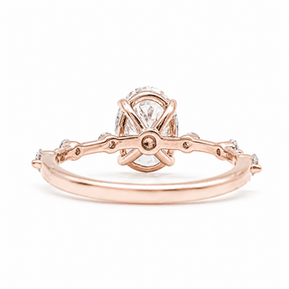 Oval Brilliant Pavé Ring– Lab-Grown Diamond – 14K/18K Rose Gold – 6 Side Stones
