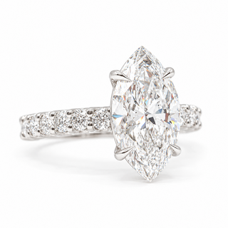 Marquise Brilliant Pavé Ring – Lab Grown Diamond – 14K/18K Gold – 12 Side Stones