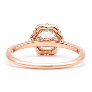 Round Brilliant Flower Pavé Ring – Lab Grown Diamond – 14K/18K Gold – 32 Side Stones