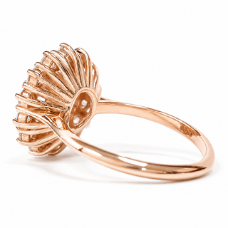 Round Brilliant Diana Ring – Lab Grown Diamond – 14K/18K Rose Gold – 14 Side Stones