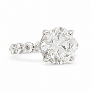 Round Brilliant Pavé Ring – Lab Grown Diamond – 14K/18K White Gold – 30 Side Stones