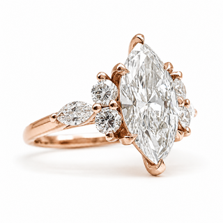 Marquise Brilliant Pavé Ring – Lab Grown Diamond – 14K/18K Yellow Gold – 6 Side Stones