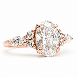 Oval Brilliant with Marquise Band – Lab-Grown Diamond – 14K/18K Rose Gold – 6 Side Stones