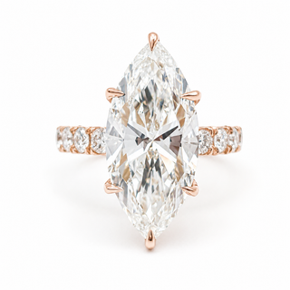 Marquise Brilliant Pavé Ring – Lab Grown Diamond – 14K/18K Gold – 16 Side Stones