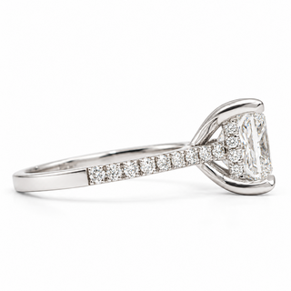 Princess Cut With Hidden Halo And Pavé Setting Ring – Lab Grown Diamond – 14K/18K Gold – 34 Side Stones