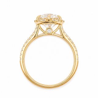 Round Brilliant Flower Pavé Ring – Lab Grown Diamond – 14K/18K Gold – 32 Side Stones