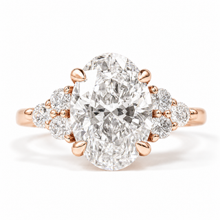 Oval Brilliant Ring – Lab Grown Diamond – 14K/18K Gold – 6 Side Stones