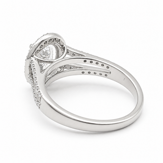 Oval Brilliant Split Pavé with Halo Ring  – Lab Grown Diamond – 14K/18K White Gold – 54 Side Stones