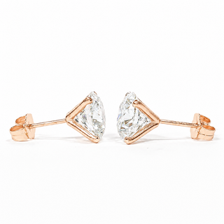 Round Brilliant Earrings – Lab Grown Diamonds – 14K/18K Rose Gold – Stud Earrings