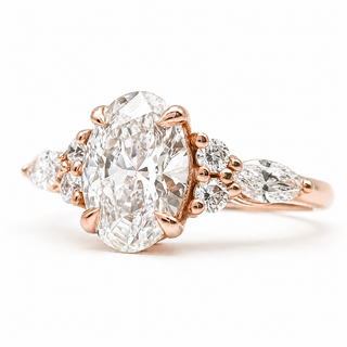 Oval Brilliant with Marquise Band – Lab-Grown Diamond – 14K/18K Rose Gold – 6 Side Stones