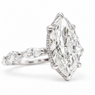 Marquise Brilliant with Marquise Band and Hidden Halo Ring – Lab-Grown Diamond – 14K/18K Gold – 26 Side Stones