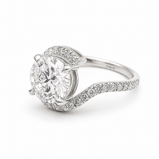 Round Brilliant Spiral Pavé Ring  – Lab Grown Diamond – 14K/18K Gold – 32 Side Stones