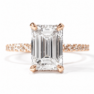 Emerald Cut with Pavé Band and Hidden Halo – Lab-Grown Diamond – 14K/18K Gold – 42 Side Stones