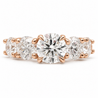 Round Brilliant Degrade Ring – Lab Grown Diamond – 14K/18K Rose Gold – 6 Side Stones
