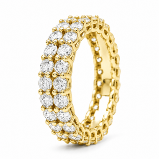 Round Brilliant 2 Row Eternity Ring – Lab Grown Diamond – 14K/18K Yellow Gold