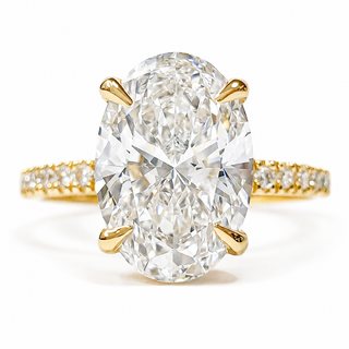 Oval Brilliant Pavé Ring – Lab Grown Diamond – 14K/18K Gold – 18 Side Stones