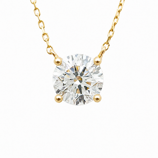 Round Brilliant – Lab Grown Diamond – 14K/18K Yellow Gold – Solitaire Necklace