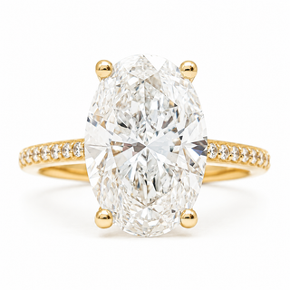 Oval Brilliant Pavé Ring – Lab Grown Diamond – 14K/18K Yellow Gold – 36 Side Stones