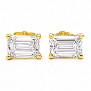 Emerald Cut Stud Earrings – Lab Grown Diamonds – 14K/18K Yellow Gold