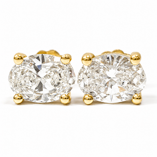 Oval Brilliant Earrings – Lab Grown Diamonds – 14K/18K Yellow Gold – Stud Earrings