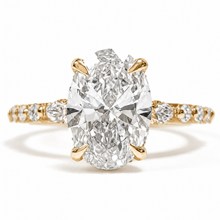 Oval Brilliant with Pavé Marquise Band – Lab-Grown Diamond – 14K/18K Gold – 30 Side Stones