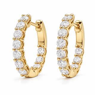 Round Brilliant Hoop Earrings – Lab Grown Diamonds – 14K/18K Gold - 15m"m