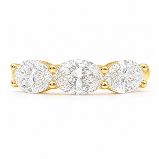Oval Brilliant 3 Stone Crown Ring – Lab Grown Diamond – 14K/18K Yellow Gold