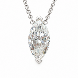 Marquise Brilliant – Lab Grown Diamond – 14K/18K White Gold – Solitaire Necklace