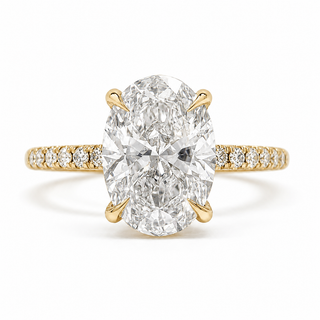 Oval Brilliant Pavé and Hidden Halo Ring – Lab Grown Diamond – 14K/18K Gold – 52 Side Stones