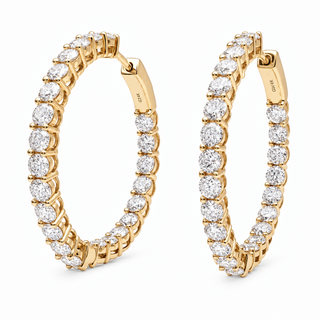 Round Brilliant Hoop Earrings – Lab Grown Diamonds – 14K/18K Gold - 20m"m