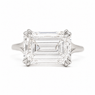 Emerald Cut Split Solitaire Ring – Lab-Grown Diamond – 14K/18K Rose Gold – 1 Side Stones