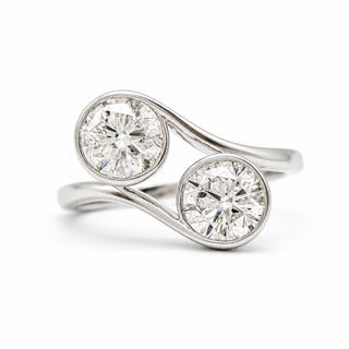 Round Brilliant 2 Stone Ring – Lab Grown Diamond – 14K/18K Gold