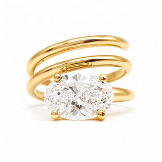 Oval Brilliant Spiral Solitaire Ring – Lab Grown Diamond – 14K/18K Yellow Gold