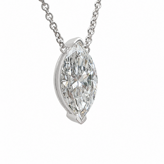 Marquise Brilliant – Lab Grown Diamond – 14K/18K White Gold – Solitaire Necklace