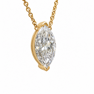 Marquise Brilliant – Lab Grown Diamond – 14K/18K Yellow Gold – Solitaire Necklace