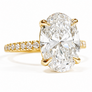 Oval Brilliant Pavé Ring – Lab Grown Diamond – 14K/18K Gold – 18 Side Stones
