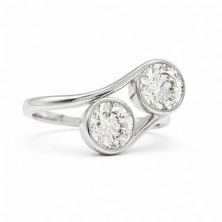 Round Brilliant 2 Stone Ring – Lab Grown Diamond – 14K/18K Gold