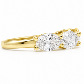 Oval Brilliant 3 Stone Crown Ring – Lab Grown Diamond – 14K/18K Yellow Gold