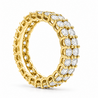 Round Brilliant 2 Row Eternity Ring – Lab Grown Diamond – 14K/18K Yellow Gold