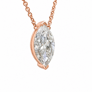 Marquise Brilliant – Lab Grown Diamond – 14K/18K Rose Gold – Solitaire Necklace