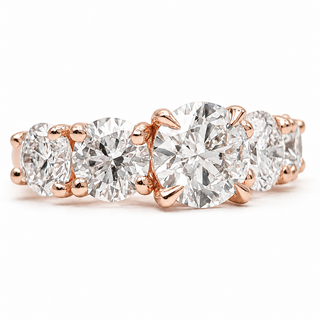Round Brilliant Degrade Ring – Lab Grown Diamond – 14K/18K Rose Gold – 6 Side Stones