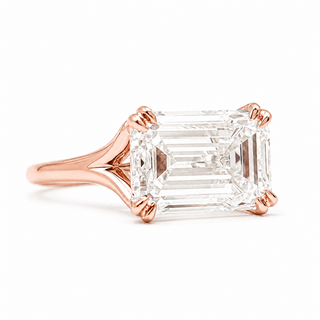 Emerald Cut Split Solitaire Ring – Lab-Grown Diamond – 14K/18K Rose Gold
